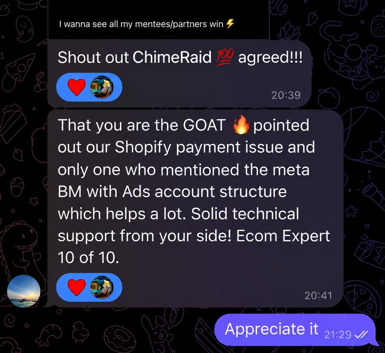 Mentee message: Ecom expert, 10 of 10